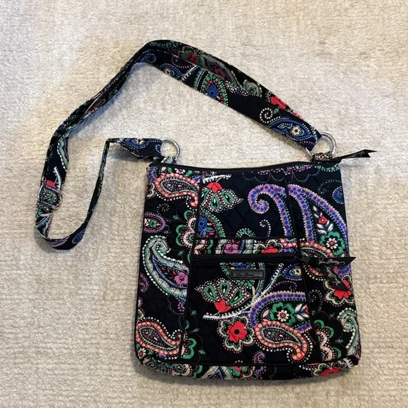 Vera Bradley Black and Multicolor Paisley Crossbody Bag - Picture 1 of 3